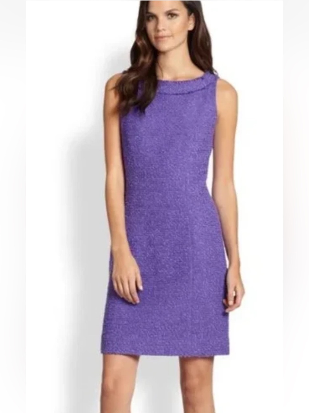 Kate Spade NAUDIA Purple Tweed Textured Sheath Dress—Gold Exposed Back Zipper